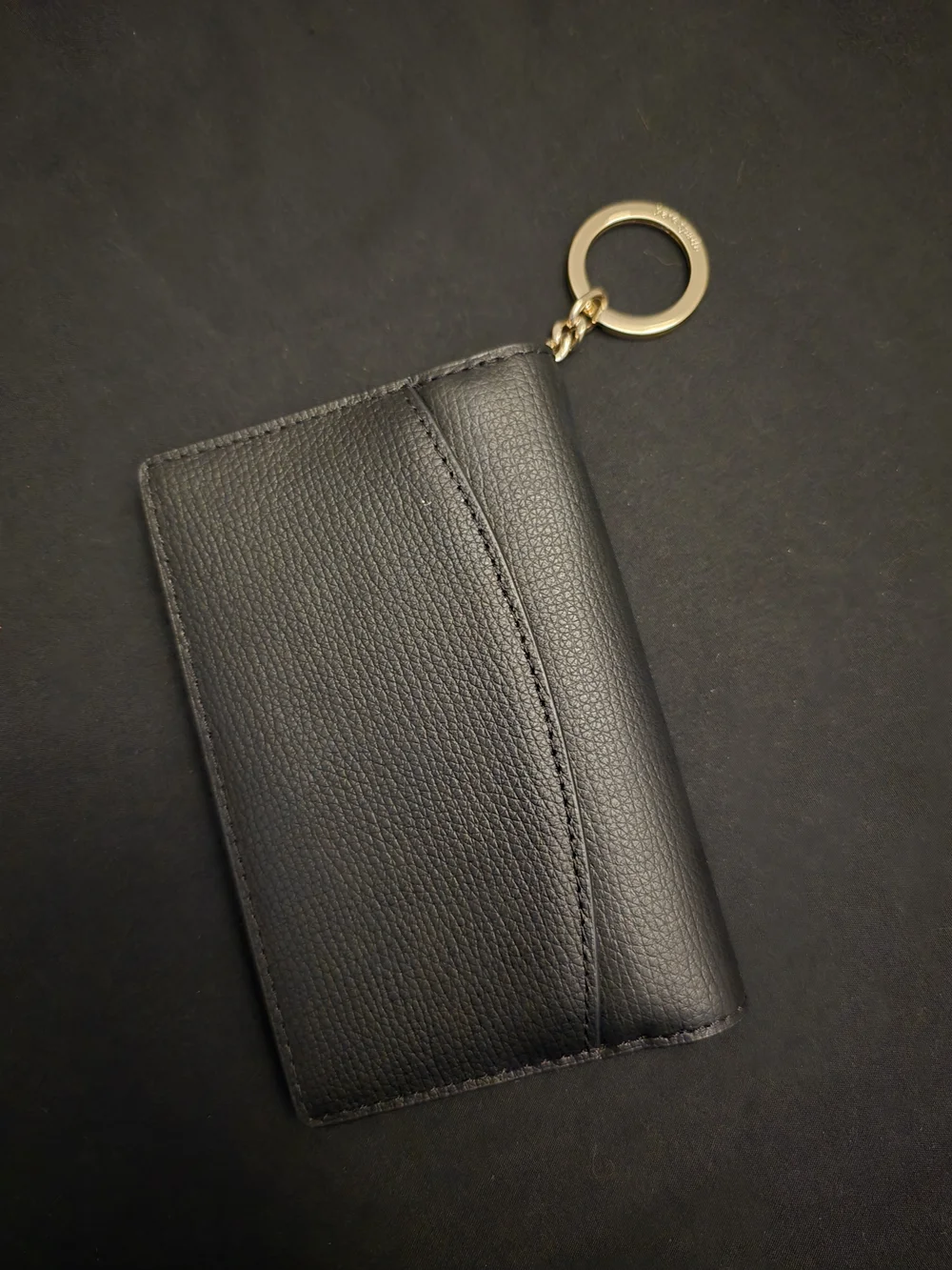 kate spade New York Black Leather Card Wallet with Key Ring